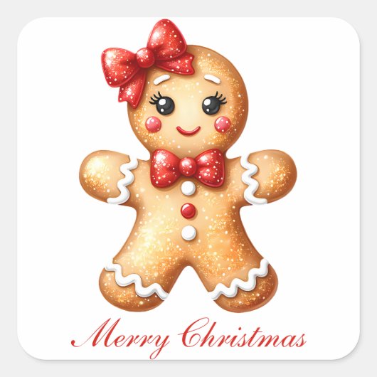 Gingerbread Girl Quadratischer Aufkleber (Vorderseite)