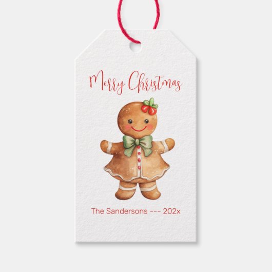 Gingerbread Girl Weihnachtsgeschenk Tag Geschenkanhänger (Vorderseite)