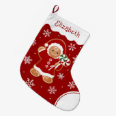 Gingerbread Girl with Peppermint Lollipops Großer Weihnachtsstrumpf (Vorderansicht (hängend))