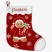 Gingerbread Girl with Peppermint Lollipops Großer Weihnachtsstrumpf (Vorderseite)