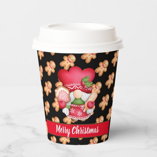 Gingerbread Gnome Anpassen von Farbe und Text Pappbecher (Vorderseite)