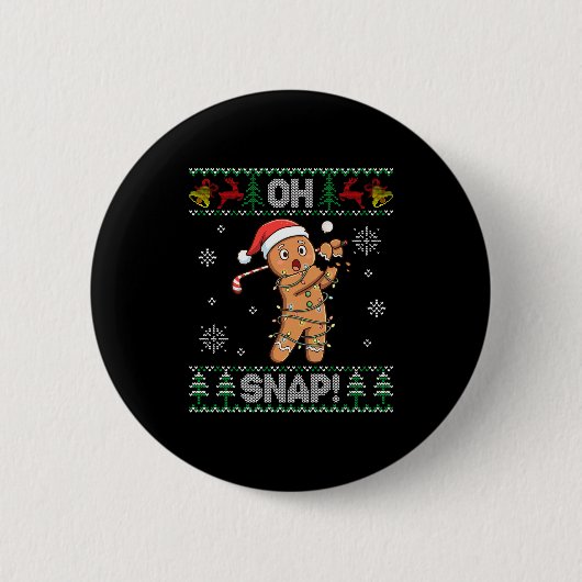 Gingerbread Golf Christmas Cookie Oh Snap Santa Ug Button (Vorderseite)