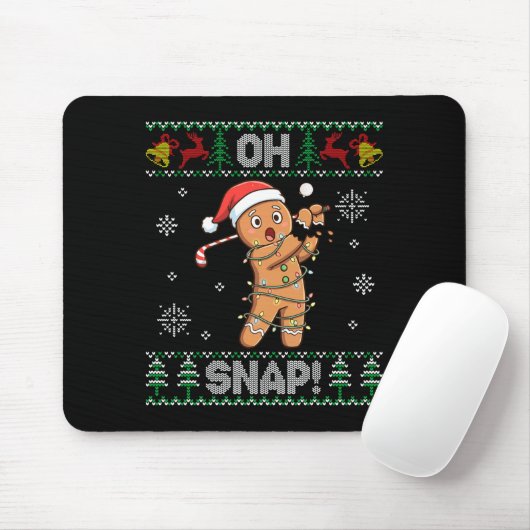 Gingerbread Golf Christmas Cookie Oh Snap Santa Ug Mousepad (Mit Mouse)