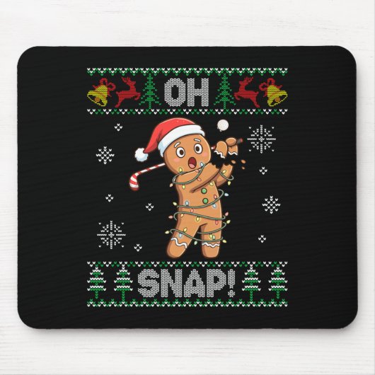 Gingerbread Golf Christmas Cookie Oh Snap Santa Ug Mousepad (Vorne)