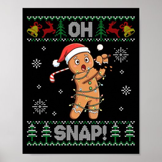 Gingerbread Golf Christmas Cookie Oh Snap Santa Ug Poster (Vorne)