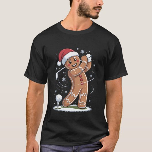 Gingerbread Golf Player Christmas Golfer Xmas Golf T-Shirt (Vorderseite)