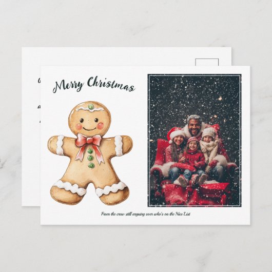 Gingerbread Greetings Foto Feiertagspostkarte (Vorne/Hinten)