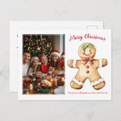 Gingerbread Greetings Foto Feiertagspostkarte (Vorne/Hinten)