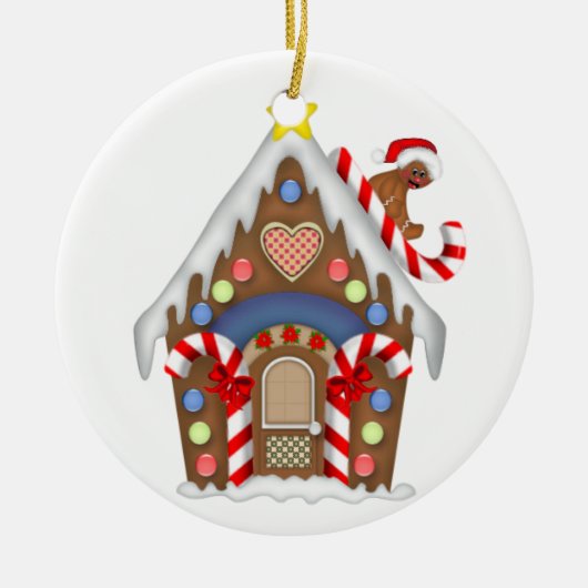 Gingerbread-Haus Keramik Ornament (Vorne)