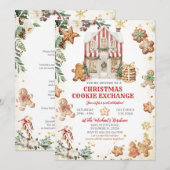 Gingerbread-Haus & Weihnachtsplätzchen-Tausch Einladung (Vorne/Hinten)