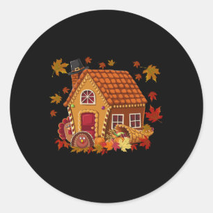 Gingerbread Häuser Herbstsaison Design Thanksgivi Runder Aufkleber