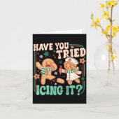 Gingerbread Have You Tried Icing It Funny Christma Karte (Gelbe Blume)
