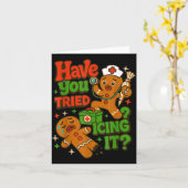 Gingerbread Have You Tried Icing It Funny Christma Karte (Gelbe Blume)