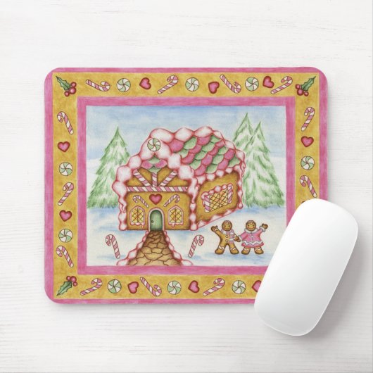Gingerbread Heart House Mousepad (Mit Mouse)
