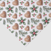 Gingerbread Hearts & Holly Christmas Holiday Seidenpapier (Ausschnitt)