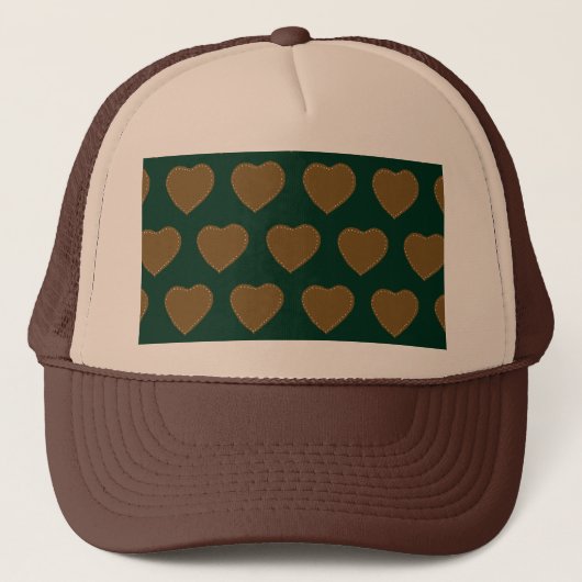 Gingerbread Hearts Trucker Hat (grün & braun) Truckerkappe (Vorderseite)