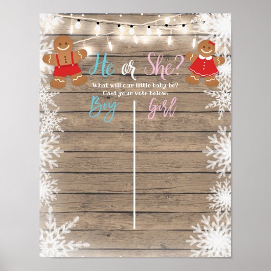 Gingerbread Holiday Gender Reveal Board Poster (Vorne)