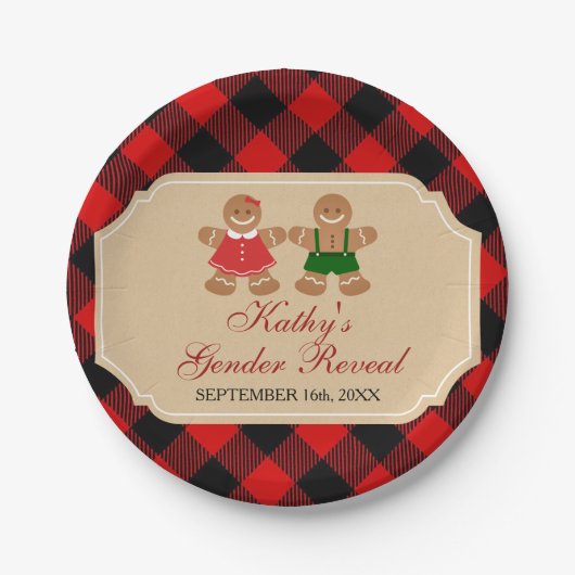 Gingerbread Holiday Gender Reveal Pappteller (Vorderseite)