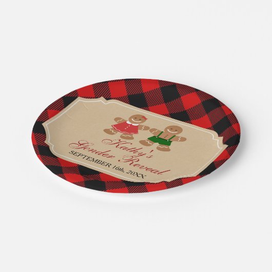 Gingerbread Holiday Gender Reveal Pappteller (Schrägansicht)