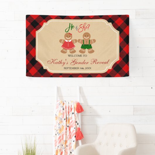 Gingerbread Holiday Gender Reveal Weihnachten Banner (Insitu)
