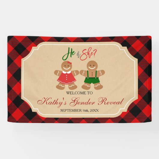 Gingerbread Holiday Gender Reveal Weihnachten Banner (Horizontal)