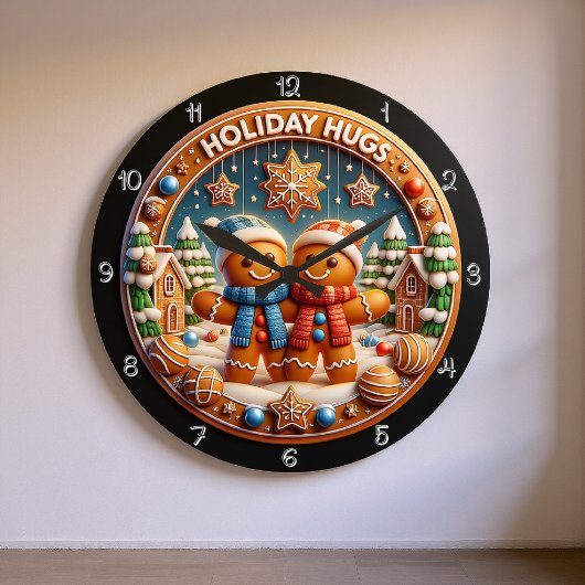 Gingerbread Holiday Hugs Große Wanduhr
