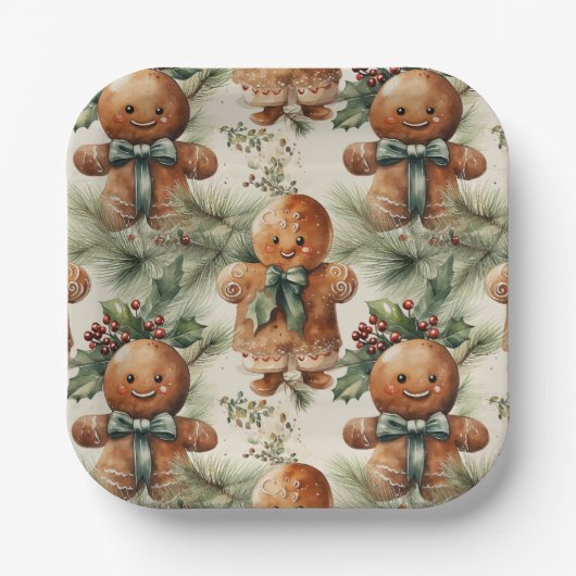 Gingerbread Holiday Pappteller (Vorderseite)