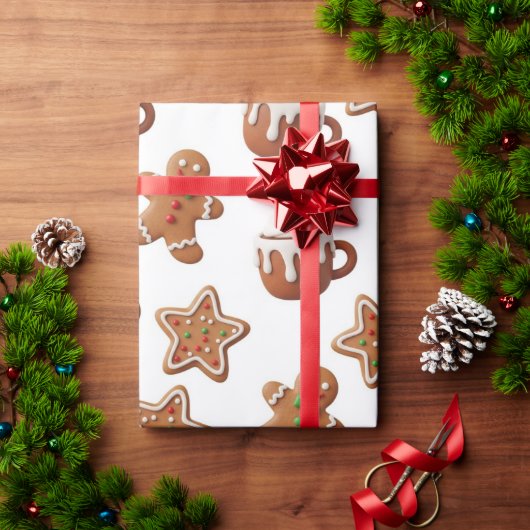 Gingerbread Hot Cocoa Christmas Pattern Geschenkpapier (Feiertagsgeschenk)