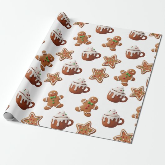 Gingerbread Hot Cocoa Christmas Pattern Geschenkpapier (Ungerollt)