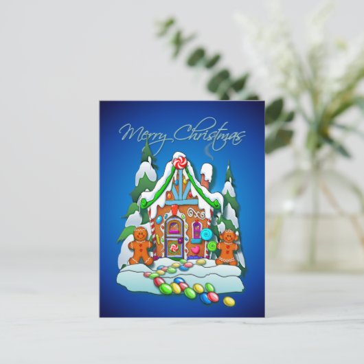 GINGERBREAD HOTEL by SHARON SHARPE Postkarte (Stehend Vorderseite)