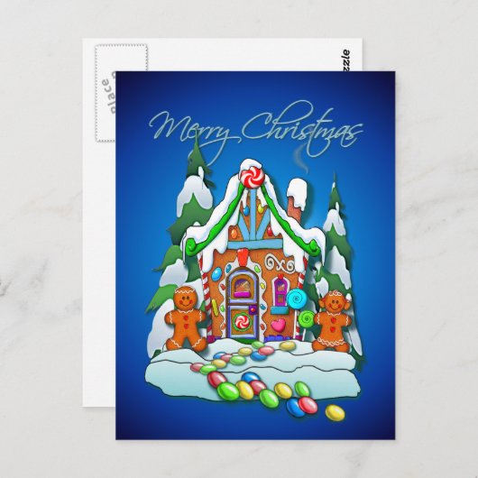 GINGERBREAD HOTEL by SHARON SHARPE Postkarte (Vorne/Hinten)