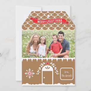 Gingerbread House 4 Foto Weihnachtskarte Tag Feiertagskarte