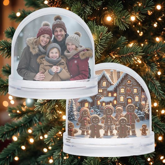 Gingerbread house and family, photo gift  schneekugeln