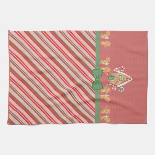 Gingerbread House and Gingerbread Männer Geschirrtuch (Horizontal)