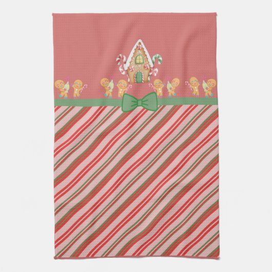 Gingerbread House and Gingerbread Männer Geschirrtuch (Vertikal)