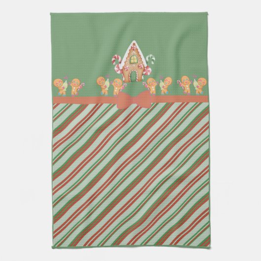 Gingerbread House and Gingerbread Männer Küche Tow Geschirrtuch (Vertikal)