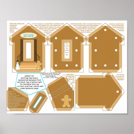 Gingerbread House Blue 2023 Foto Frame Printable Poster (Vorne)