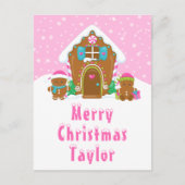 Gingerbread House Bright Pink Frohe Weihnachten (Vorderseite)