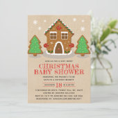 Gingerbread House Christmas Baby Shower Einladung (Stehend Vorderseite)