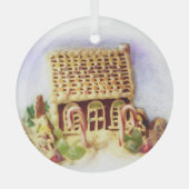 Gingerbread House Circle Ornament Aus Glas (Vorderseite)