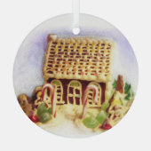 Gingerbread House Circle Ornament Aus Glas (Rückseite)
