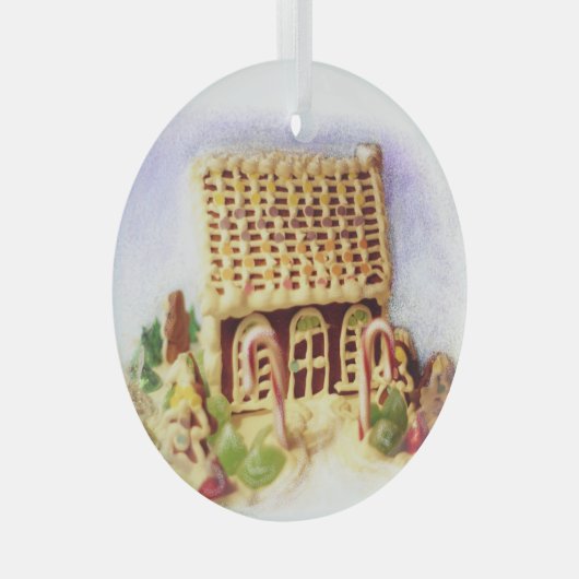 Gingerbread House Circle Ornament Aus Glas (Vorderseite Rechts)