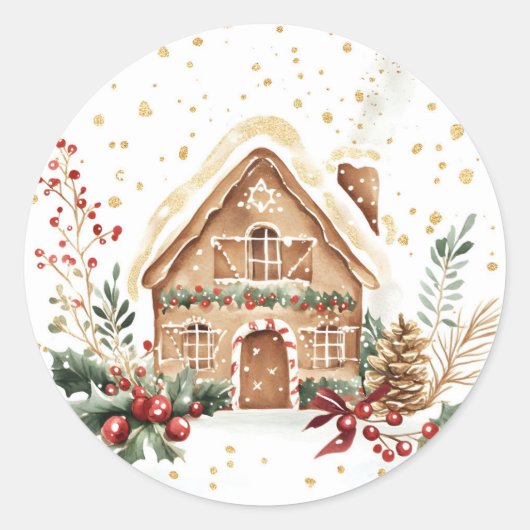 Gingerbread House Classic Round Sticker (Vorderseite)