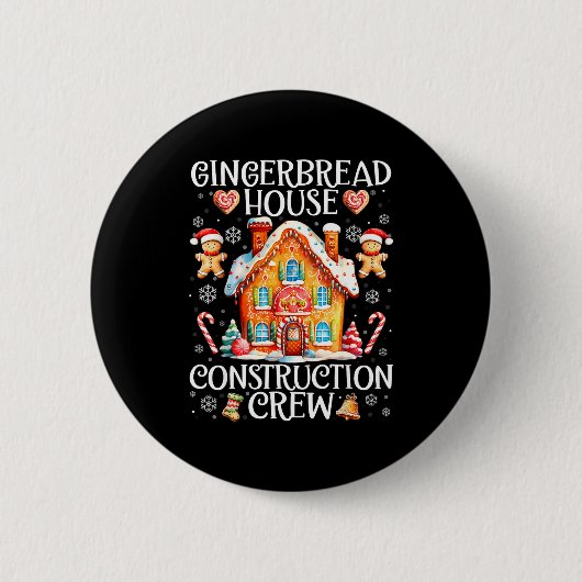 Gingerbread House Construction Crew Baking Christm Button (Vorderseite)