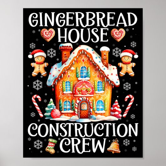 Gingerbread House Construction Crew Baking Christm Poster (Vorne)