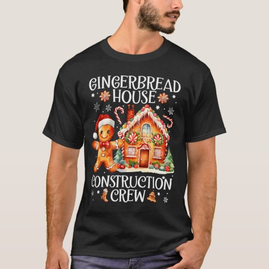 Gingerbread House Construction Crew Cookie Baking T-Shirt (Vorderseite)
