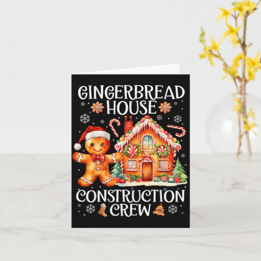 Gingerbread House Construction Crew Cookies Baking Karte (Gelbe Blume)