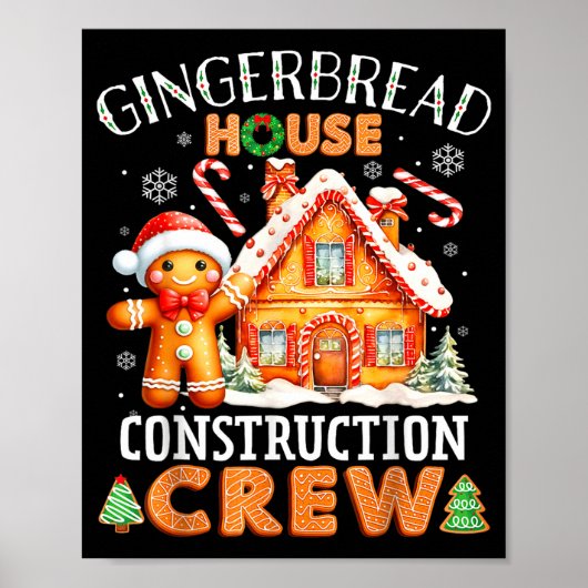 Gingerbread House Construction Crew Decorating Bak Poster (Vorne)