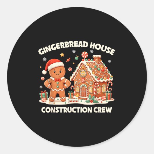 Gingerbread House Construction Crew Kids Men Women Runder Aufkleber (Vorderseite)