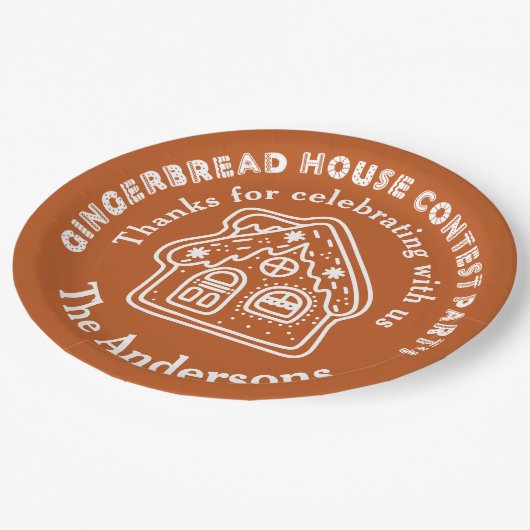 Gingerbread House Contest Party Vielen Dank Pappteller (Schrägansicht)